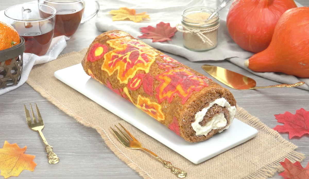 Herbstliche Biskuitrolle mit Kürbis und Buttercreme