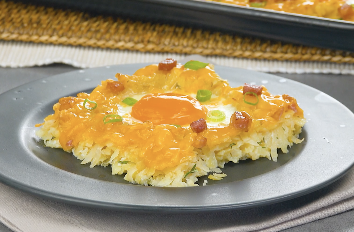 Kartoffelrösti mit Ei vom Blech