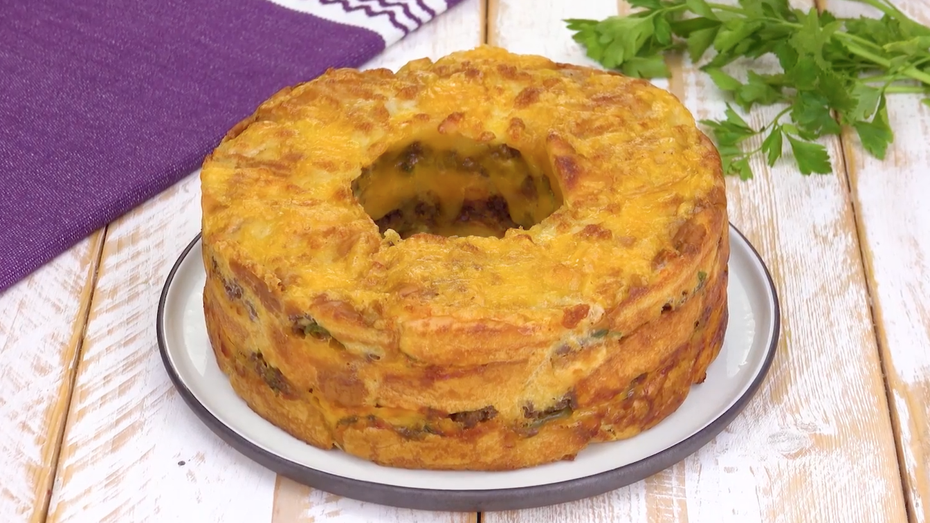 Milchbrötchen-Partybrot mit Hckfleisch und Cheddar