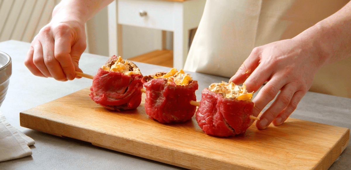 Rindertaschen, gefüllt mit Bavaria blu – Der Würzige von Bergader