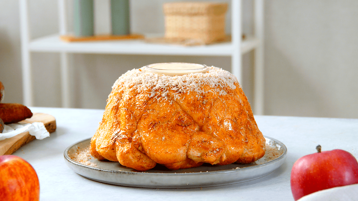 Mit Apfel Milchreis gefülltes Affenbrot