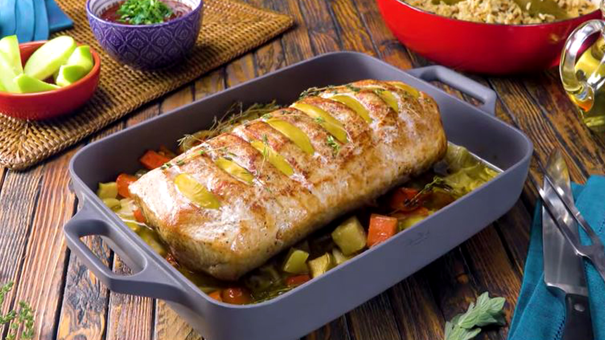 schweinerücken mit apfel