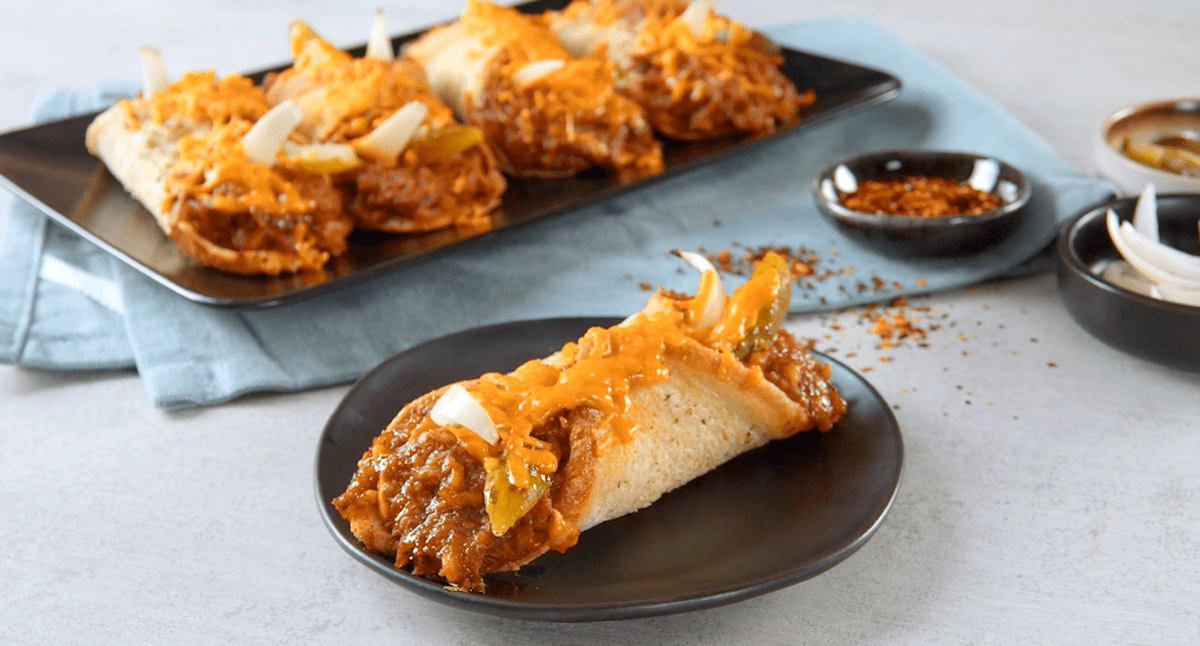 Gefüllte Toaströllchen mit Pulled Pork