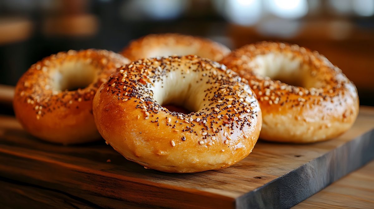 Bagel auf einem Holzbrett