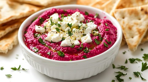 Schale mit Rote-Bete-Feta-Aufstrich