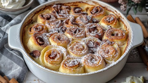 Auflaufform mit überbackenen Pfannkuchen