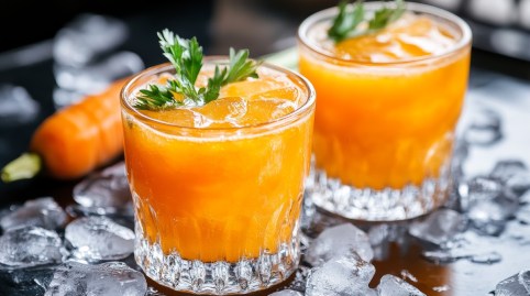 Zwei Gläser mit Karotten-Gin