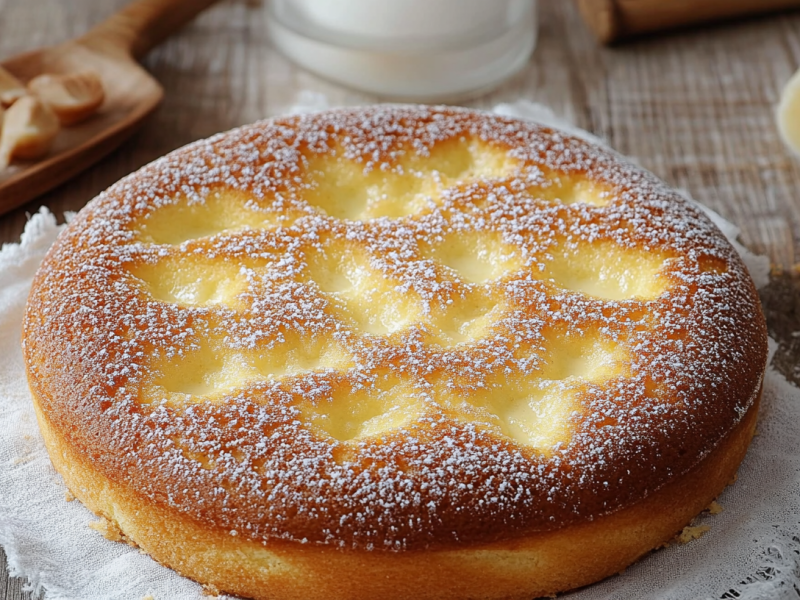 Tarte au Sucre: französischer Zuckerkuchen auf einem Stück Stoff.