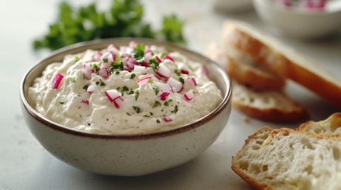 Eine Schale mit Radieschen-Quark-Aufstrich