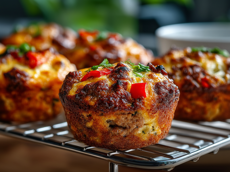 Ein Gitter mit einigen Hackbraten-Muffins.