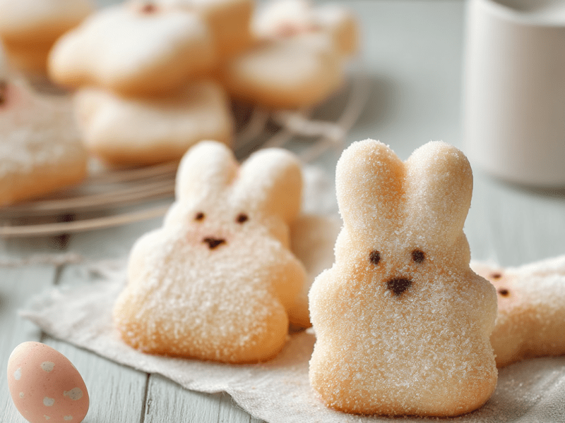 Quarkhasen auf einem osterhaft dekorierten Tisch.