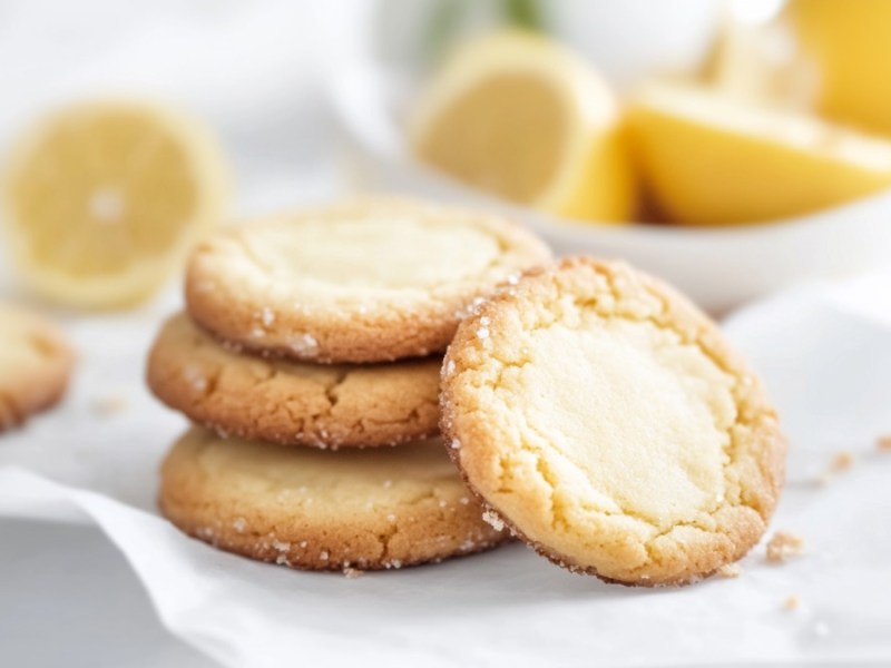 Ein Stapel Zitronen-Kardamom-Kekse.