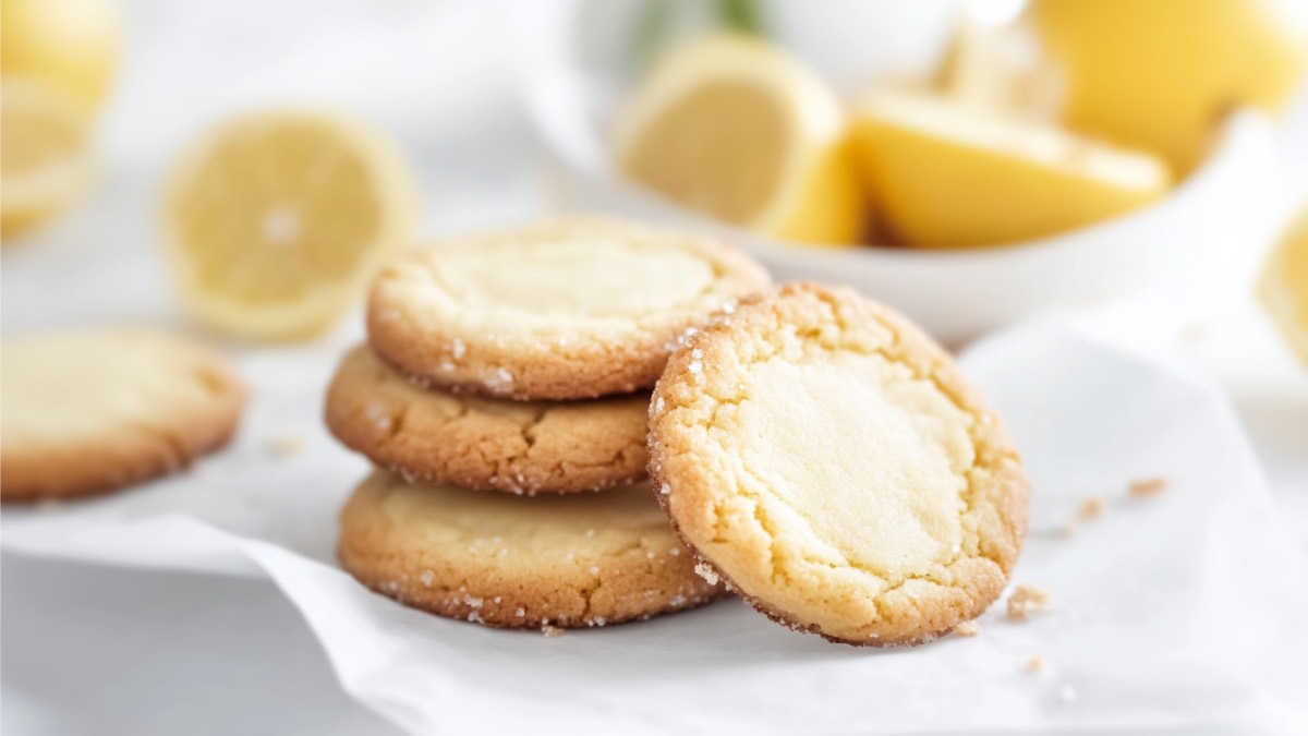 Ein Stapel Zitronen-Kardamom-Kekse.