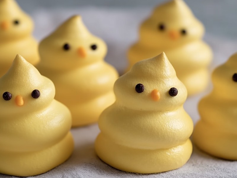 Süße Zitronen-Schaumküsse in Kükenform.