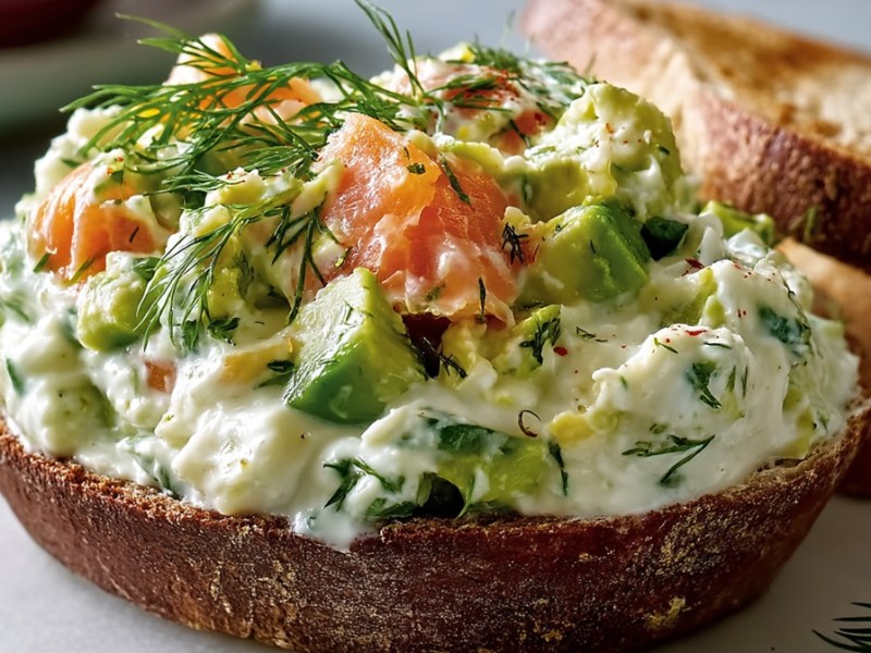 Brot mit Avocado-Lachs-Aufstrich