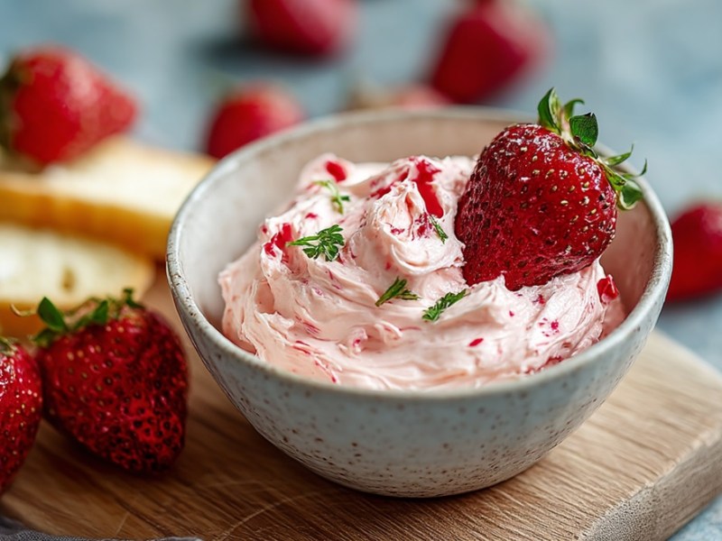 Schale mit selbst gemachter Erdbeerbutter