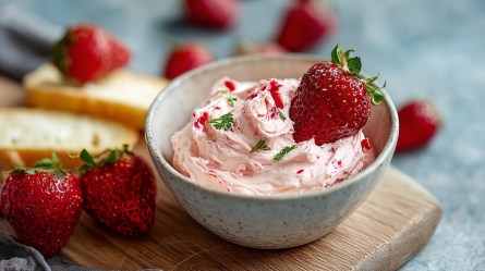 Schale mit selbst gemachter Erdbeerbutter