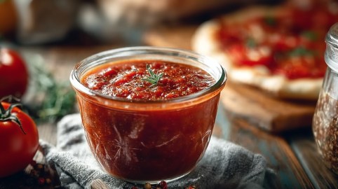 Glas mit neapolitanischer Pizzasoße