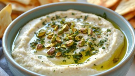 Schale mit Weiße-Bohnen-Aufstrich mit Pistazien