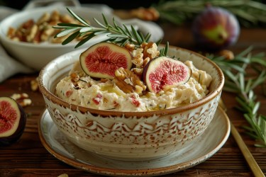 Schale mit Ziegenkäse-Aufstrich mit Feigen