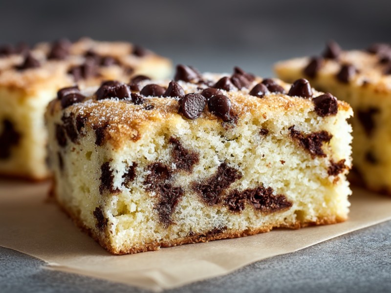 Mehrere Stücke Chocolate-Chip-Kuchen.