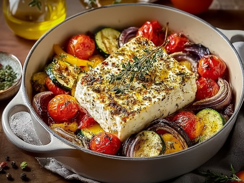 Form mit Gebackener Feta mit mediterranem Ofengemüse