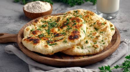 Kefir-Fladenbrot auf einem Holzbrett