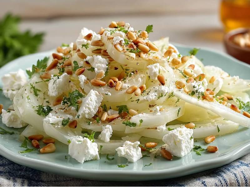 Teller mit Kohlrabi-Feta-Salat