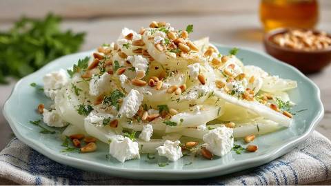 Teller mit Kohlrabi-Feta-Salat
