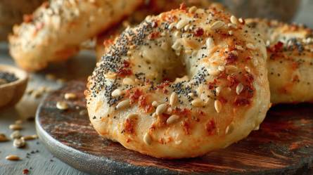 Protein-Bagels auf einem Teller