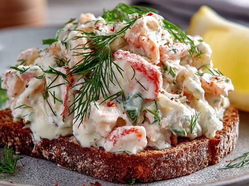 Brot mit Skagenröra - einem schwedischen Krabbensalat