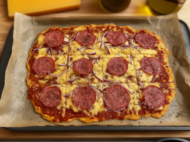 Eine Teufelskrusta auf einem Backblech.