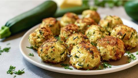 Teller mit Zucchini-Feta-Bällchen