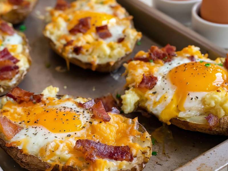 Blech mit überbackenen Frühstückskartoffeln