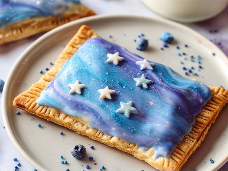 Heidelbeer-Pop-Tart mit Sternchenglasur auf einem Teller