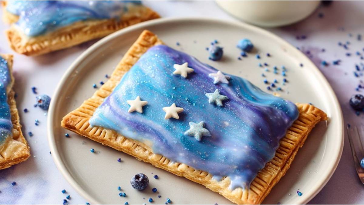Heidelbeer-Pop-Tart mit Sternchenglasur auf einem Teller