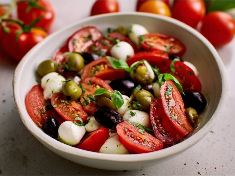 Schale mit italienischem Tomatensalat