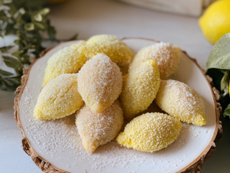 Einige Limunčići, kroatische Zitronen-Kekse, auf einem Teller.