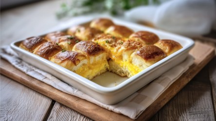 Frühstücks-Slider in einer Auflaufform.