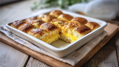 Frühstücks-Slider in einer Auflaufform.