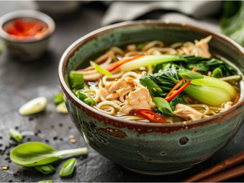 Schale mit Asiatische Hühnersuppe