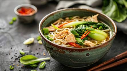 Schale mit Asiatische Hühnersuppe