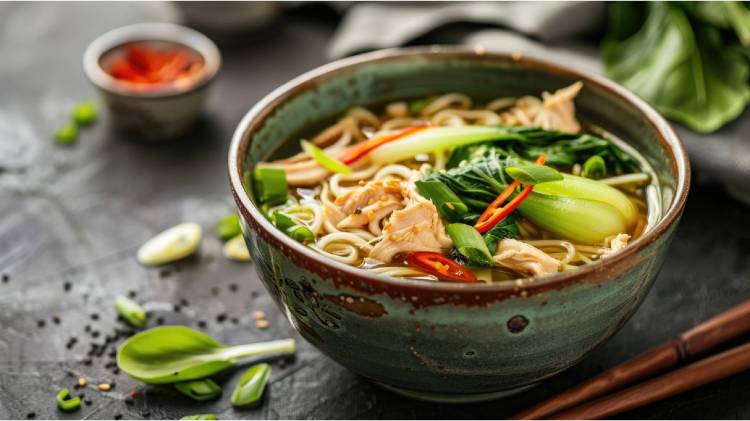 Schale mit Asiatische Hühnersuppe