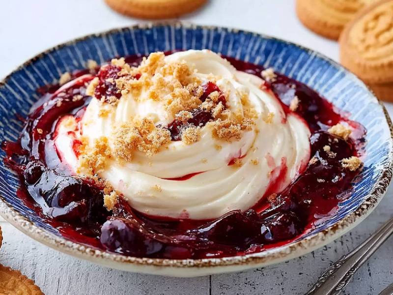 Teller mit einer Friesencreme, Kekse daneben