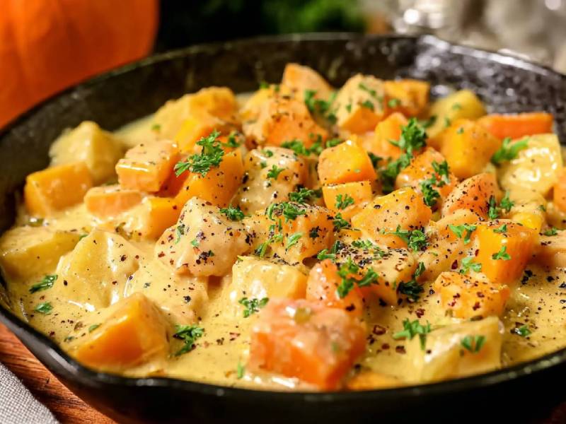 Pfanne mit Kartoffel-Kürbis-Pfanne