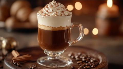 Eine Tasse Pharisäer mit Sahne auf einem Tisch