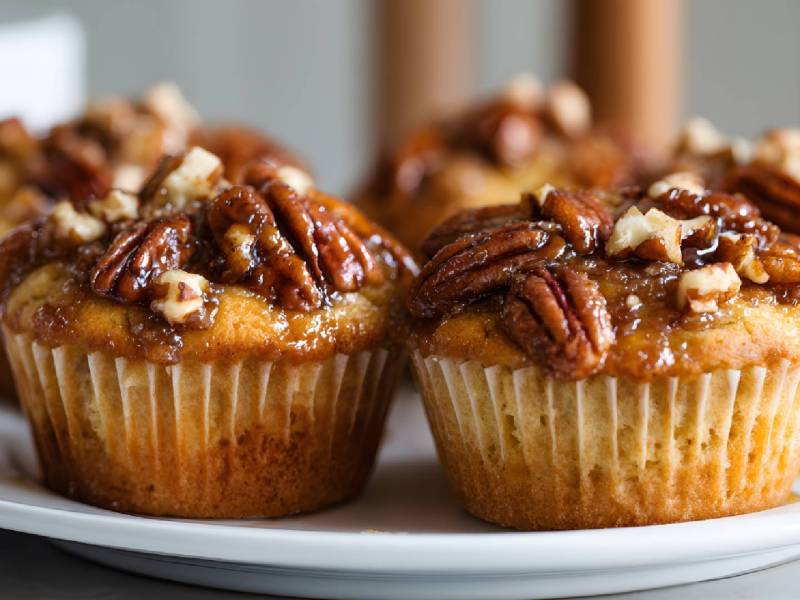 Teller mit mehreren Pekannuss-Muffins
